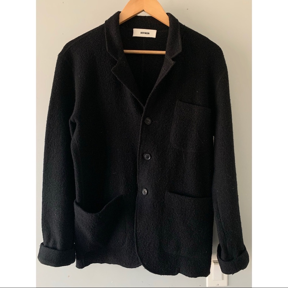 Buck Mason Black Felted Wool Chore Coat